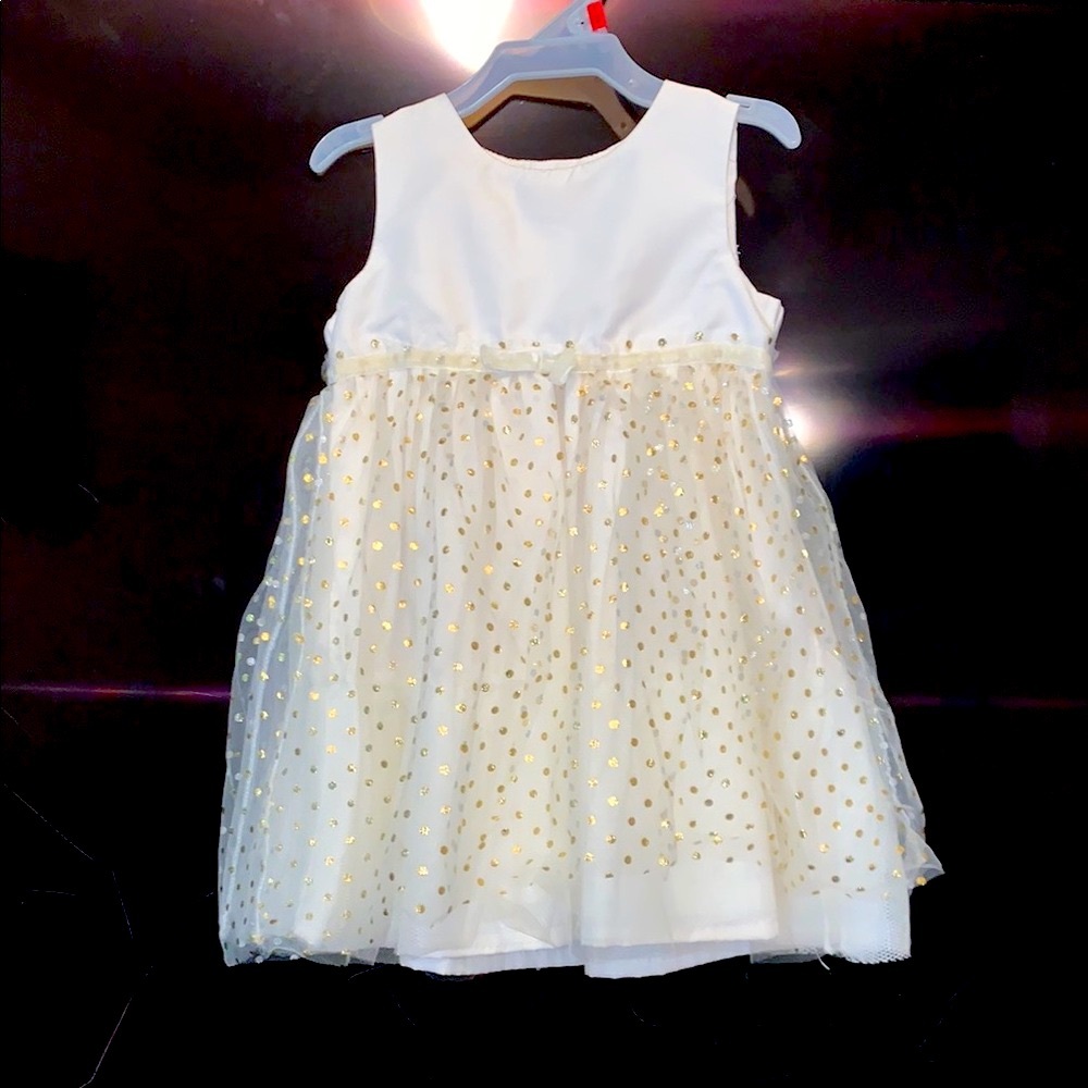 White cream color and Gold Polka Dot Dress